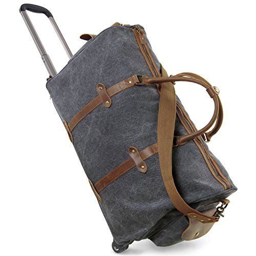 Lifewit Oversized Luggage Rolling Duffel Bag Canvas Leather Wheeled