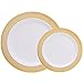 WDF 60PCS Heavyweight White with Gold Rim Wedding Party Plastic Plates,Gold Plastic Plates 30-10.25inch Dinner Plates and 30-7.5inch Salad Plates