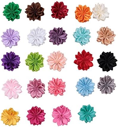 Deercon 24 Colors Satin Hair Flower Clips for Little Girls Kids Children Decration