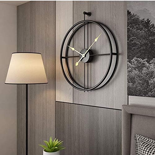HDZWW Creative Iron Decor Wall Clock, European Retro Clock, Indoor Silent Battery Operated Metal Clock for Home, Living Room, Kitchen and Den，Classical Black (Size : 80cm)