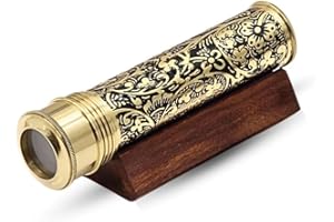 ROORKEE INSTRUMENTS (INDIA) A NAUTICAL REPRODUCTION HOUSE RII Handmade Kaleidoscope | Etched Brass with Three-Mirror System | Lampworking Glass Beads | Antique Brass Finish Wooden Display Stand | Vintage Nautical Decor for Adults & Collectors