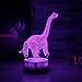Dinosaur Illusion Night Light for Kids Birthday Gifts Optical Desk Lamp Table Touch Nursery Walking Animals Party Western Christmas Gift Children Room Decor 7 color Changing USB Crackle Diplodocus