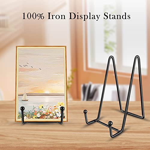 Plate Stands for Display Plate Holder 6 Inch 3 Pack Easel Display Stands Book Stand Metal Display Holders for Collectibles Frame Pictures Decorative Plaque Photo Platter Artworks Tablets, Matte Black