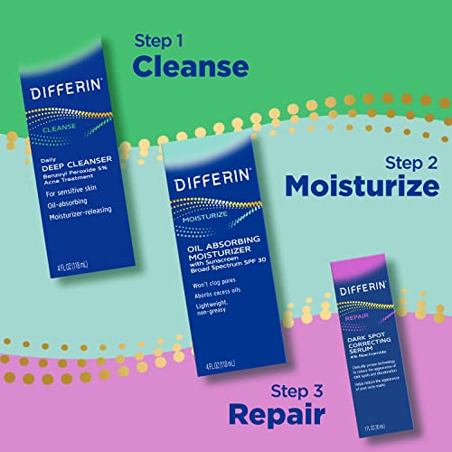 Differin Acne Face Wash with 5 Benzoyl Peroxide, Daily Deep Cleanser