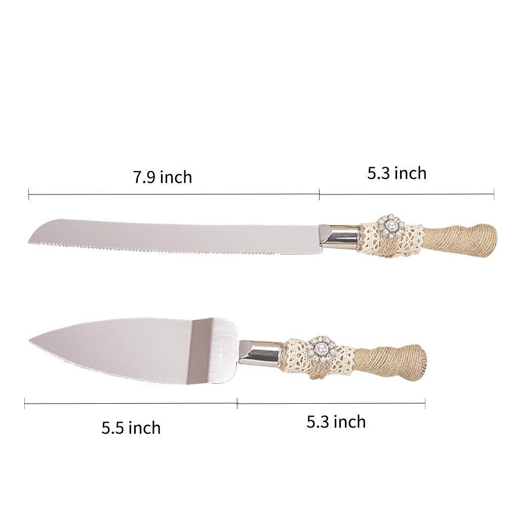 Wedding Cake Knife and Server Set Bride and Groom 2-Piece Dessert Set, Party, Wedding, Anniversary or Celebration