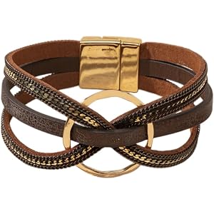 SCRDPRAD Boho Colorful Circle Charm Bracelets for Women Geometric Multi-Layer Bohemian Leather Wrap Bangle Bracelets Holiday