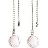 Ceiling Fan Pull Chain Decorative Extension Light Pull Chain Set, Sport Theme Fan String Charm Decorative Extension,Fan Light Chains Ornaments, Baseball Pendant for Ceiling Fans Lights Lamp 2Pack