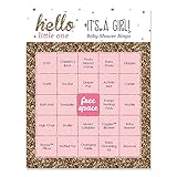 Hello Little One - Pink and Gold - Girl Baby Shower Game Bingo Cards - 16 Count