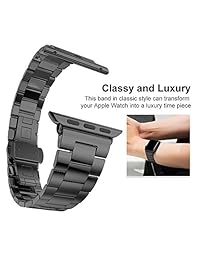 Apple Watch Band, UMTELE Correa de acero con correa de acero inoxidable súper delgada con cierre de mariposa para Apple Watch Series 1, serie 2.