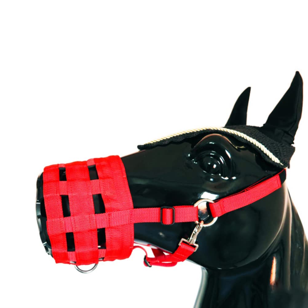 Horse Muzzle Adjustable Muzzle with Loop Muzzle Made of Soft Nylon Breathable, Safe Training Muzzle Small, Medium Horse, Prevents Biting, Chewing