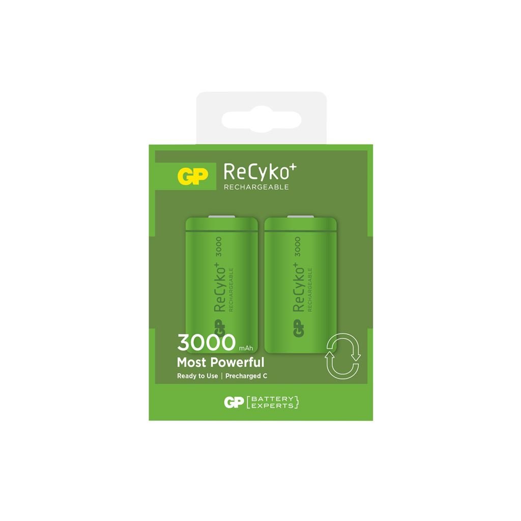2 x C Rechargeable 3000mAh ReCyko+ Batteries | Up To 1000 Charges Per Battery |Pre-charged Holds Power up to 80% after 2 Year