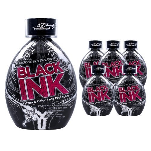 6 Pack of Ed Hardy Black Ink Tattoo Fade Protector Indoor Tanning Lotion Bronzer