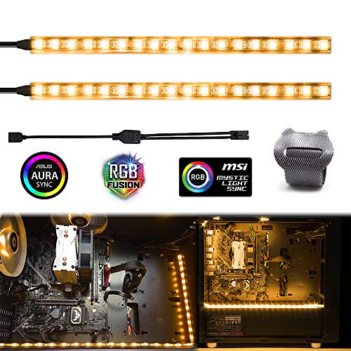 WOWLED RGB LED Strip Magnetic for PC Case Mods, Compatible with Asus Aura Sync / Gigabyte RGB Fusion / MSI Mystic Light and M/B with 12V 4pin RGB Header, 11.8inch 5050 Kit