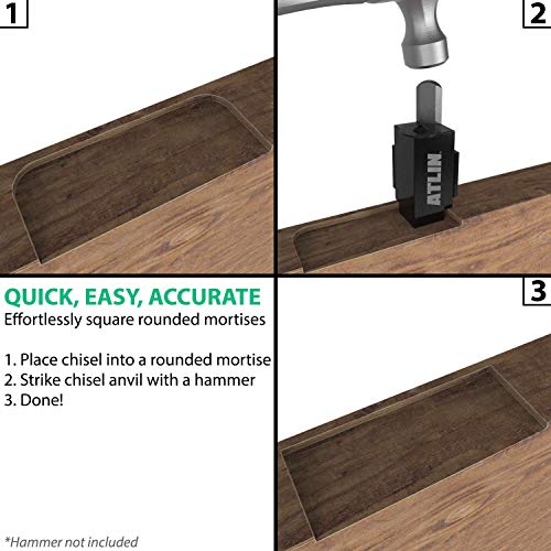 ATLIN Corner Chisel Square Mortise Chisel for Hinge Mortises, Door