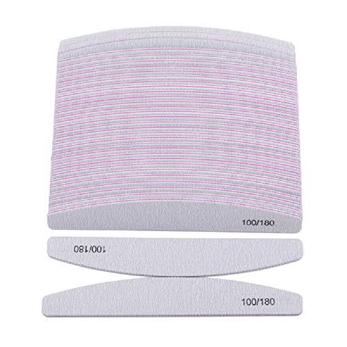 YIMART Professional Nail Files 100 180 Grit Double Sided Gray Washable 10pcs Nail File Sanding Set Nail Buffer File Polisher (B)