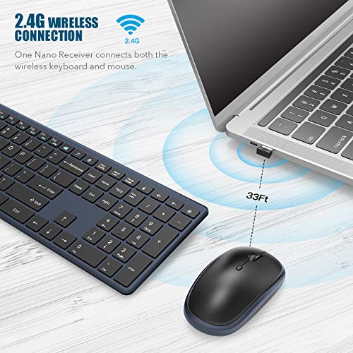 Wireless Keyboard and Mouse Combo Silent, RATEL 2.4GHz UltraThin Full