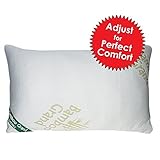 BAMBOO ADJUSTABLE Shredded Memory Foam Pillow - SLEEP BETTER THAN EVER - Micro-Vented Bamboo Cover with Zipper Hypoallergenic and Dust Mite Resistant - by Bamboo Grand - FIRM QUEEN