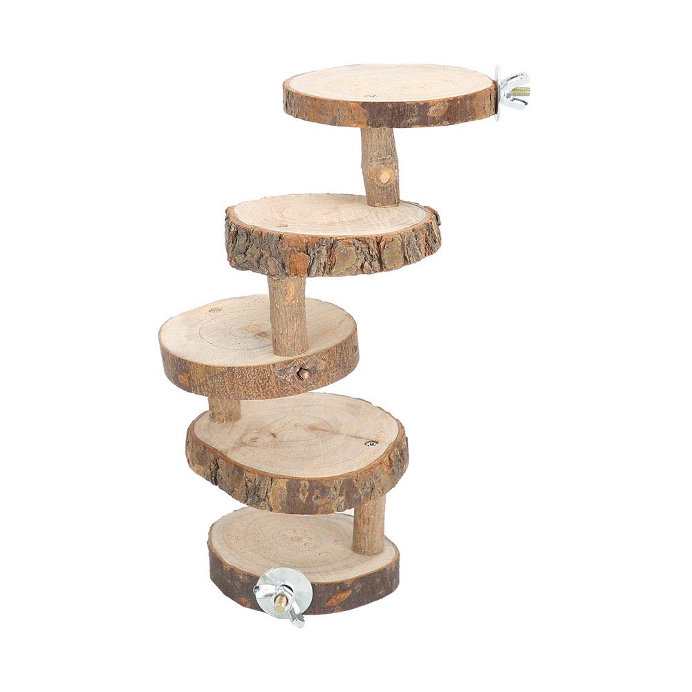 Hamster Ladder, 5 Layers Wooden Climbing Stairs Guinea Pig Rat Toys Cage Accessories for Small Animal