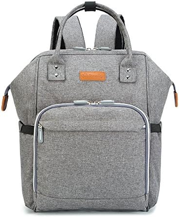 Multi-functional Diaper Bag Backpack with 11 Pockets,Large Capacity Baby Bag Water-Resistant Diaper Tote Bag Include Stroller Straps, Changing Pad(gray)