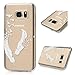 S7 Case,Galaxy S7 Case - Badalink Ultra Thin Anti-slip Soft TPU Case with Fancy Print Pattern Clear Transparent Cover for Samsung Galaxy S7 (2016) - White Feather