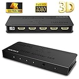 [Upgrade Version] HDMI Splitter SOWTECH 1X4 Ports Powered Video Converter with Full Ultra HD 1080P 4K/2K, 3D Resolutions and HDCP (1 Input to 4 Outputs) - Black