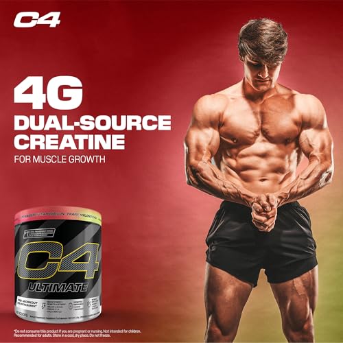 Cellucor C4 Ultimate Pre Workout Powder - Sugar Free Preworkout Energy with 300mg Caffeine and Creatine for Men & Women - Strawberry Watermelon, 20 Servings