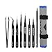 Kingsdun 8pcs Pointed Precision Tweezers Set Professional Anti-Static Long Tweezer Kit for Electronic Repairing,Soldering & Crafting