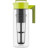Takeya Flash Chill Iced Tea Maker - Versatile Tea Brewer for Loose/Bagged Tea - Patented Flash Chill Tech Hot/Cold Use BPA-Free Tritan Dishwasher Safe - Airtight Lid Made in USA - 2 Quart/Avocado
