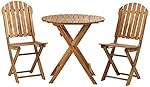 Set of 3 Monterey Round Natural Acacia Wood Table and Chairs