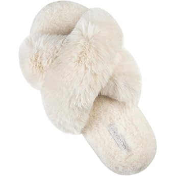 criss cross fluffy slippers