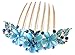 AnVei-Nao Womens Girls Rhinestones Flower Hair Combs Pins Hair Accessories Blue