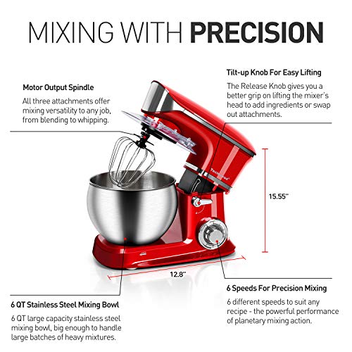 Stand Mixer Electric Mixer, Techwood 6QT 400W high power 6Speed Food