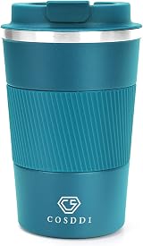 CS COSDDI Travel Mug 380 ml Insulated Stainless Steel Leakproof Lid Blue-A