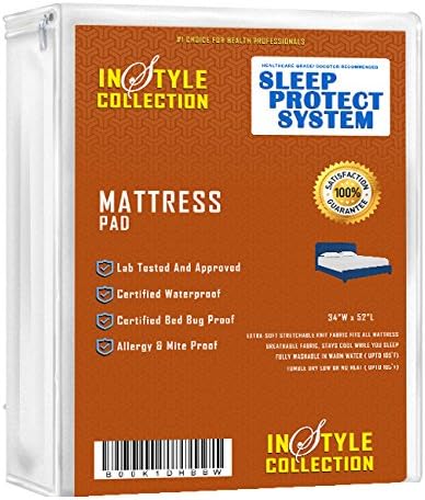 Ultra Waterproof Sheet Protector Quilted Mattress Pad/Bed Pad, Premium Quality, Quilted, Waterproof Sheet Protector 34" X 52", for Children and Adult , Innovative 4 Layer Design, 8 Cups Absorbency