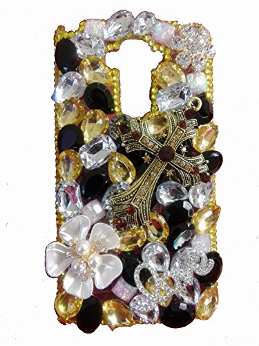 LU2000 [Black Pearl Series] Rhinestones Jesus Christ Cross - Bible / Christian Symbol Cover for Samsung Galaxy S6 Edge G9250 Full Diamond Sparkle Bedazzled Jeweled Stones Trim