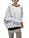 Allegra K Women Striped Long Batwing Sleeves Loose Blouse XL Black White