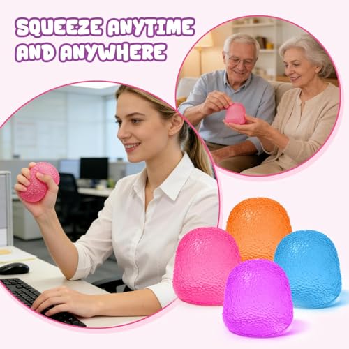 1PCS Stress Balls,Squishy Fidget Toys for Kids and Adults, Super Solid Sugar Balls for Classroom Prize Favors Easter Basket Stuffers & Easter Gifts (Pink)