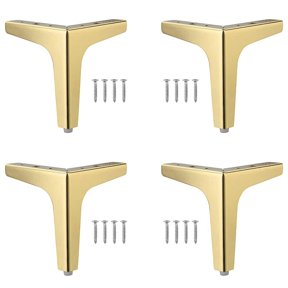 4 Pieces Metal Triangle Furniture Legs, Gold Cabinet Legs, DIY Furniture Metal Table Legs, Sofa Legs, With Screws, Used For Cabinets, Sofas, Chairs, Bedside Tables And Other Furniture