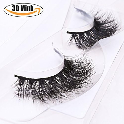 Long Thick Dramatic Look Handmade Reusable 3D Mink False Eyelashes For Makeup 1 Pair Pack with Lash Adhesive Ultra Lightweight Eye Lashes