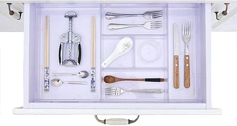 Amazon Uyoyous コスメ収納 カトラリー トレイ 8点セット キッチン引き出し収納 キッチン カトラリーケース 整理 トレー 食器収納 引き出し 小物 収納 化粧品収納 自由に組み合わせ 透明 収納ケース ボックス オンライン通販