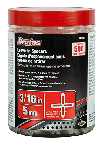 Brutus 99808BR Leave-in, Hard Style, Tile Spacers, 3/16-Inch, Jar of 500