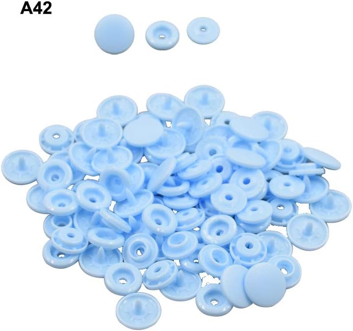 Dusty Blue Plastic Snap Fasteners Size 20 100Sets Snap On Clothing Plastic Snap Button Matte T5 Round for Baby Clothes-A42