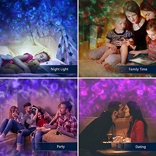 Proyector Estrellas, Tasmor Smart WiFi Alexa Proyector de Galaxia con Soporte, 10 Modos de Color Control Remoto con Temporizador, Altavoz de Música Bluetooth, Regalo de Fiesta Luz Nocturna