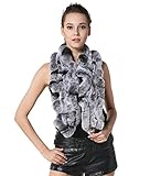 MEEFUR Women's Real Rex Rabbit Fur Winter Long Wraps Chinchilla OneSize