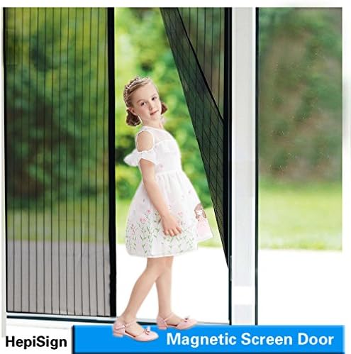 Reinforced Magnetic Screen Door Heavy Duty Mesh and Full Frame Velcro Fits Door Size up to 34”x 82”