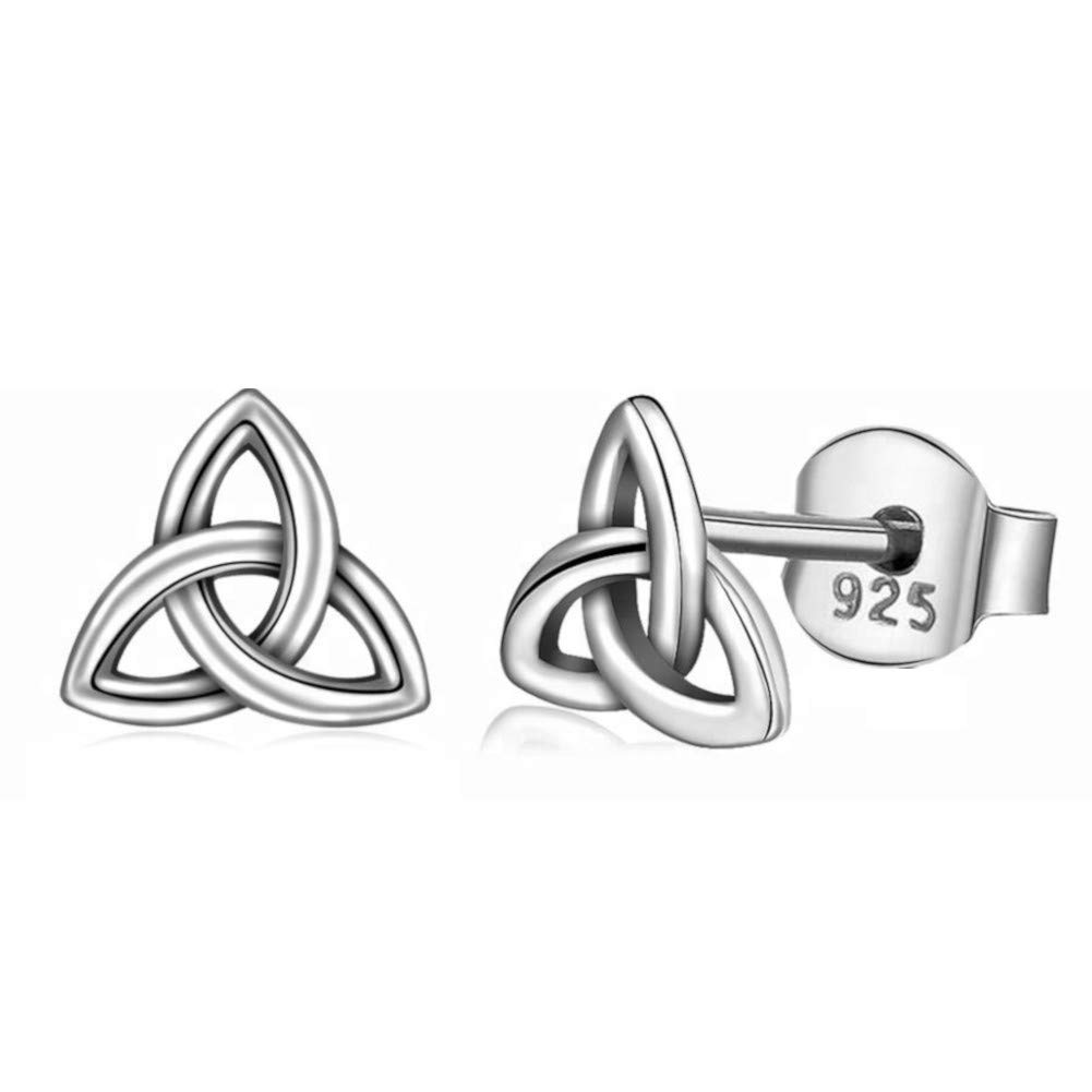 Alexander Castle 925 Sterling Silver Celtic Trinity Knot Triquetra Earrings for Women - Hypoallergenic Stud Earrings with Jewellery Gift Box