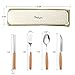 Portable Flatware Set, Travel Camping Cutlery Set, Knife Spoon Chopsticks Set, Portable Travel Silverware Dinnerware UtensilSet with a Waterproof Organizer box (1 set beachwood set)