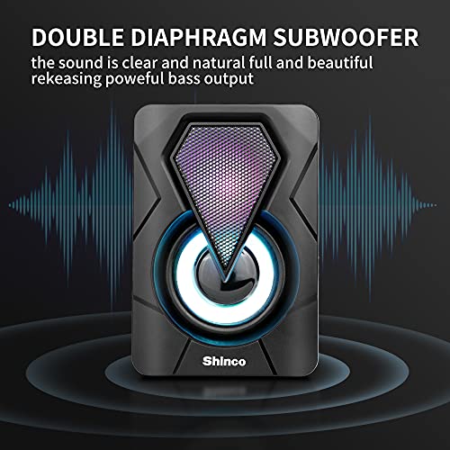 Shinco 2.0 USB-Powered Desktop Speakers with Far-Field Drivers and Passive Radiators for PC and Laptops