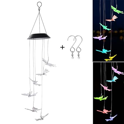 Amazon Com Dewel Butterfly Solar Wind Chimes Changing Solar Light