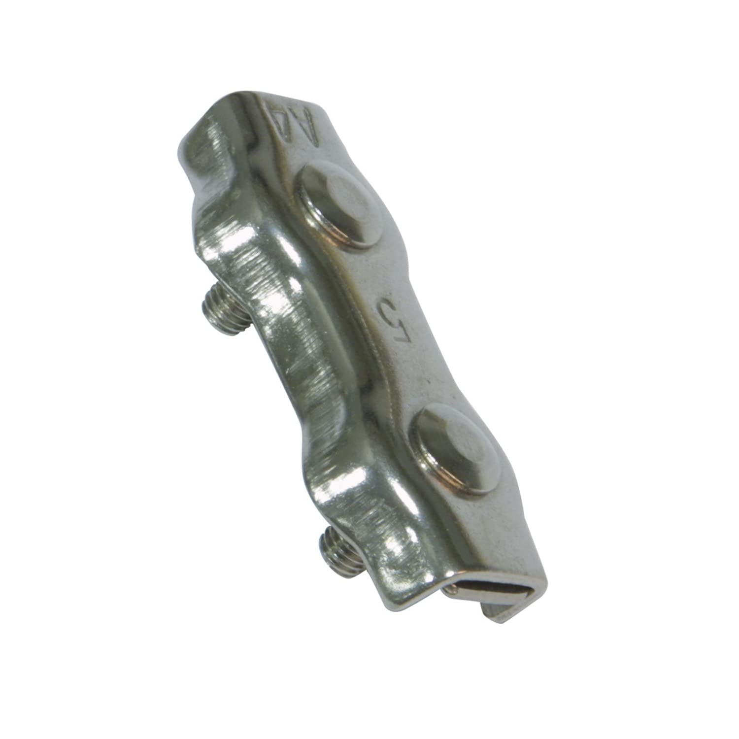 amig - Pack of 2 Double Flat Stainless Steel Cable Holders Mod. 30110 for Coupling Ropes, Cables or Metal Wires | Adjustable Nut Clamps | Dimensions: Ø 3 mm